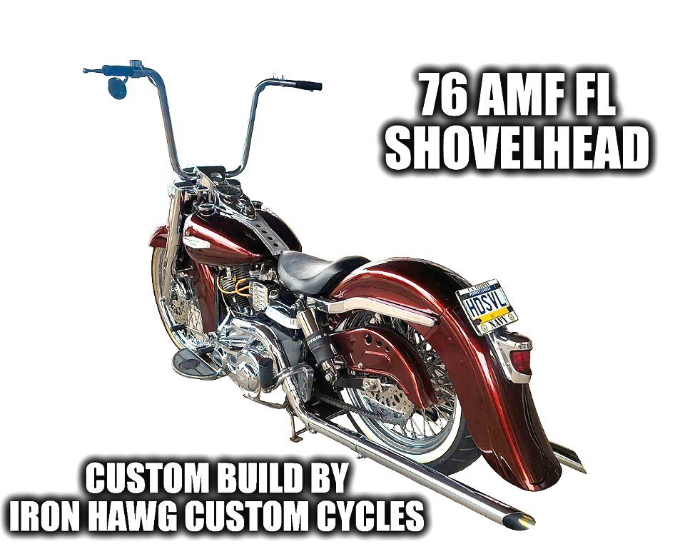 Custom 76 AMF FL Shovelhead Motorcycle Build by Iron Hawg Custom Cycles Hazleton PA